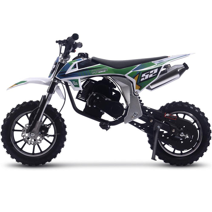 MotoTec Warrior 52cc 2-Stroke Kids Gas Dirt Bike Green