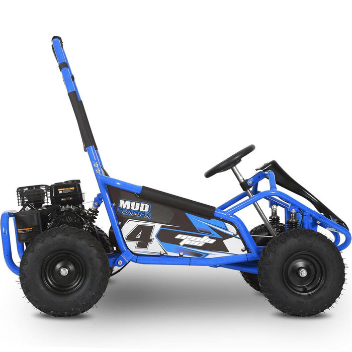 MotoTec Mud Monster Kids Gas Powered 98cc Go Kart Full Suspension Blue