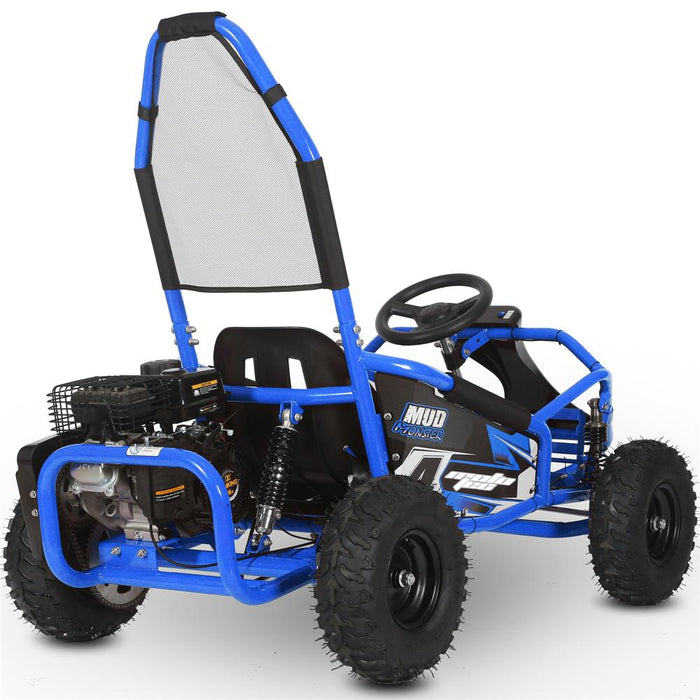 MotoTec Mud Monster Kids Gas Powered 98cc Go Kart Full Suspension Blue